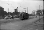 Malmö Stads Spårvägar, MSS E 24 i trafik på linje 1 på Norra Vallgatan på väg in till Frans Suellsgatan.