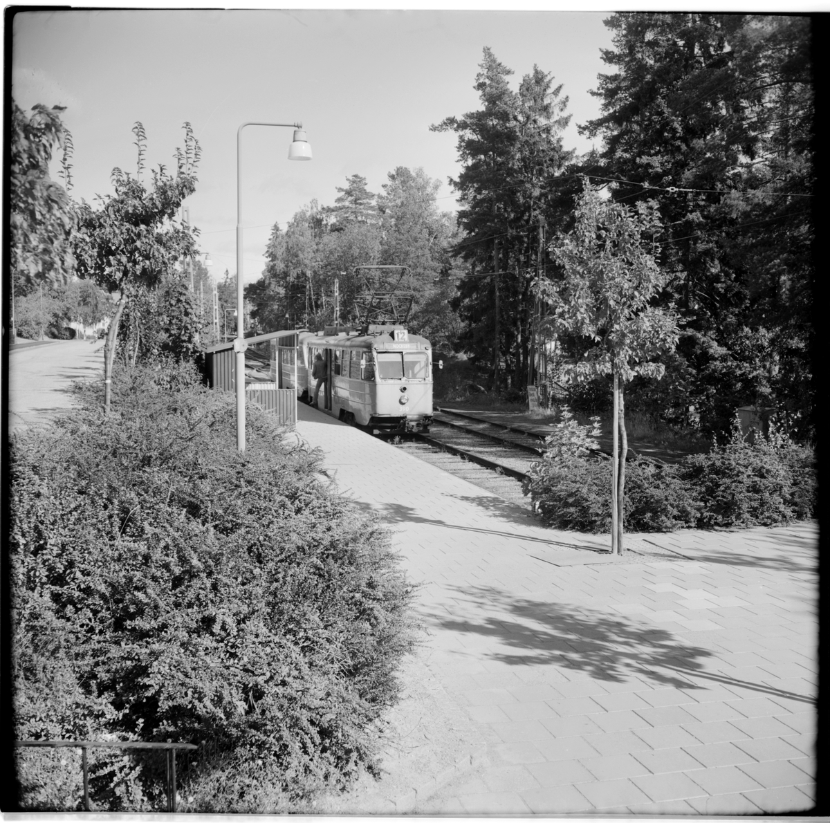 Aktiebolaget Stockholms Spårvägar, SS A24 390 "ängbyvagn" linje 12 Nockeby vid ändhållplats Nockeby.