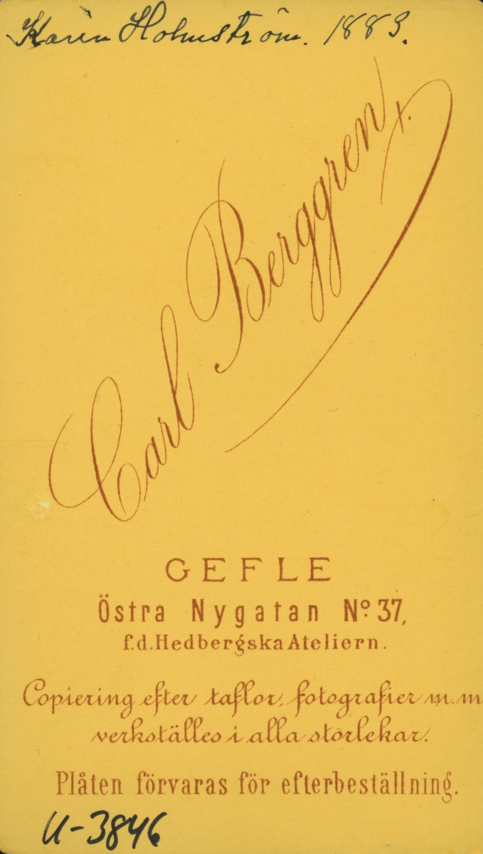 Karin Holmström, 1883.