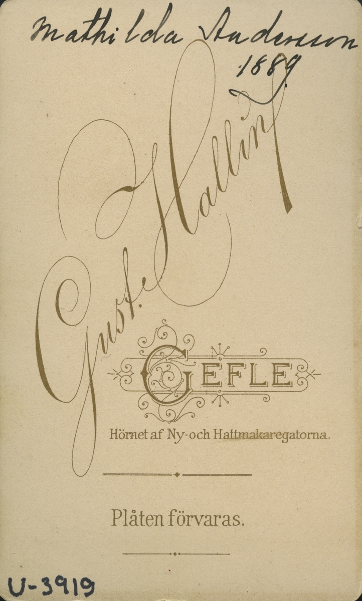 Mathilda Andersson, 1889.