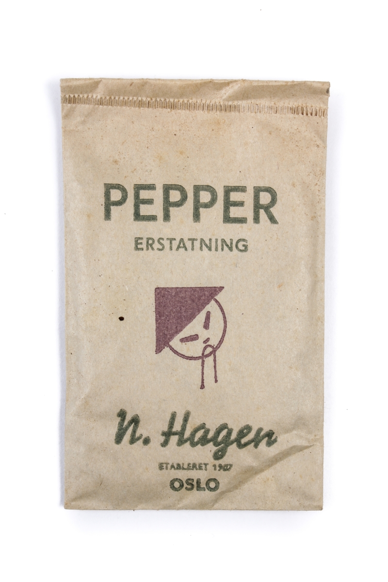 Uåpnet krydderpose med peppererstating.