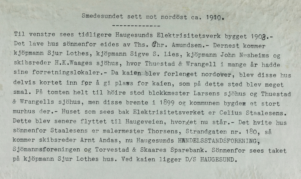 Smedasundet sett mot nordøst, ca. 1910.