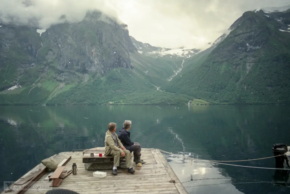 På Vike Fergekai Med Hoemsbu og Hoemsdalen i bakgrunn.