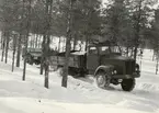 Prov med lastterrängbil 939 vid Arméns motorskola. Vinterprov i Sveg i mars 1962.