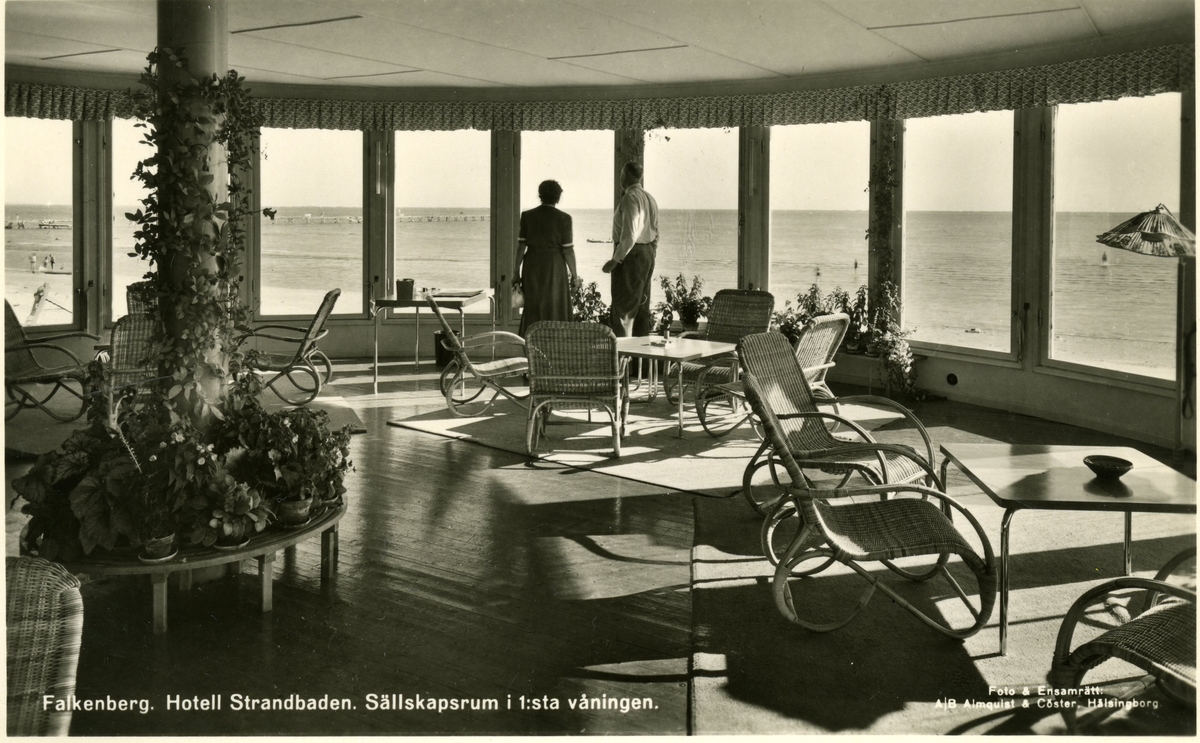 Vykort/Foton Hotell Strandbaden (idag: Falkenberg Strandbad)