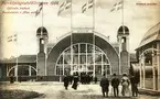 Vykort förestälande Maskinhallen och Atlasutställningen på Konst- och industriutställningen i Norrköping 1906.