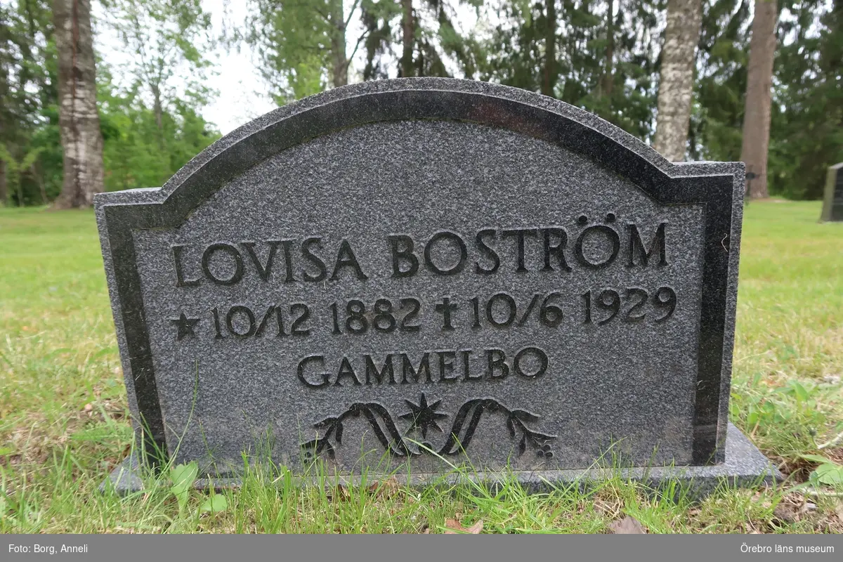 Fotoprotokoll

Acc. Nr. OLM-2019-402_1-45
Örebro läns museums diarienummer: 2016.230.125
Fotograf: Anneli Borg 
Objekt: Ramsbergs nya kyrkogård
Kommun: Lindesbergs kommun
Län: Örebro
År: 2019

Motiv: 
1-45	Ramsbergs nya kyrkogård, gravvårdar