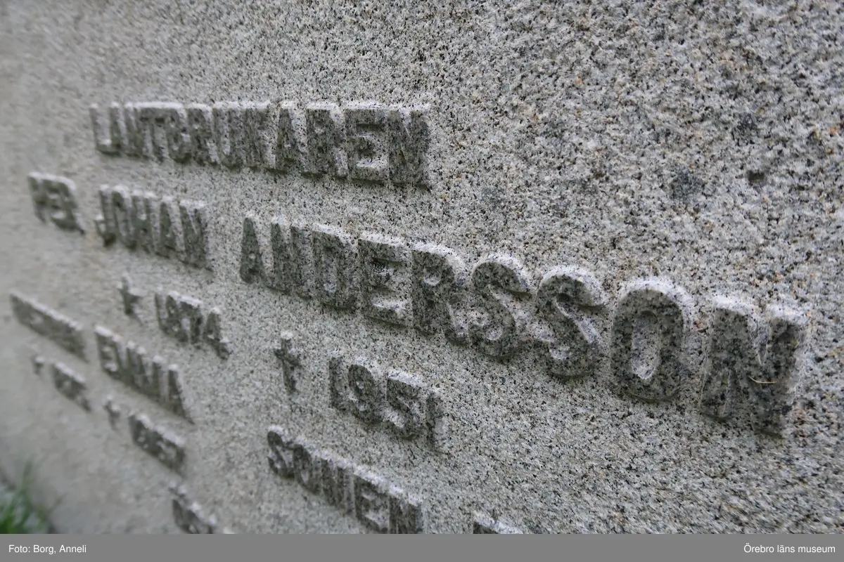 Fotoprotokoll

Acc. Nr. OLM-2019-403_1-45
Örebro läns museums diarienummer: 2016.230.125
Fotograf: Anneli Borg 
Objekt: Ramsbergs nya kyrkogård
Kommun: Lindesbergs kommun
Län: Örebro
År: 2019

Motiv: 
1-45	Ramsbergs nya kyrkogård, gravvårdar
