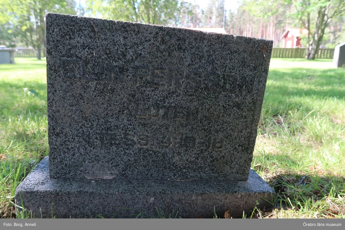 Fotoprotokoll

Acc. Nr. OLM-2019-400_1-45
Örebro läns museums diarienummer: 2016.230.125
Fotograf: Anneli Borg 
Objekt: Ramsbergs nya kyrkogård
Kommun: Lindesbergs kommun
Län: Örebro
År: 2019

Motiv: 
1-45	Ramsbergs nya kyrkogård, gravvårdar