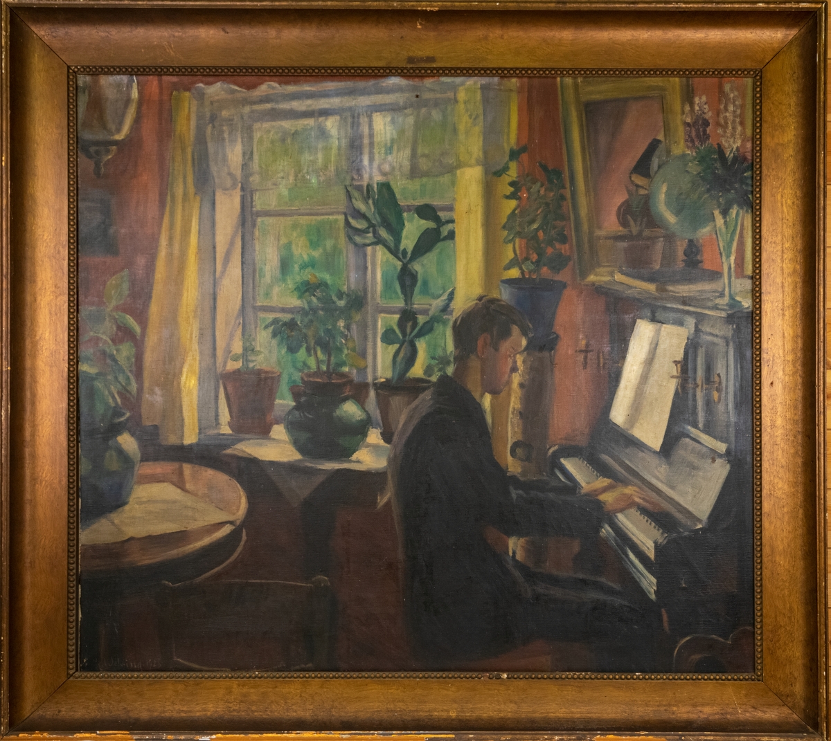 Interiør fra Einabu 1925 [Oljemaleri]