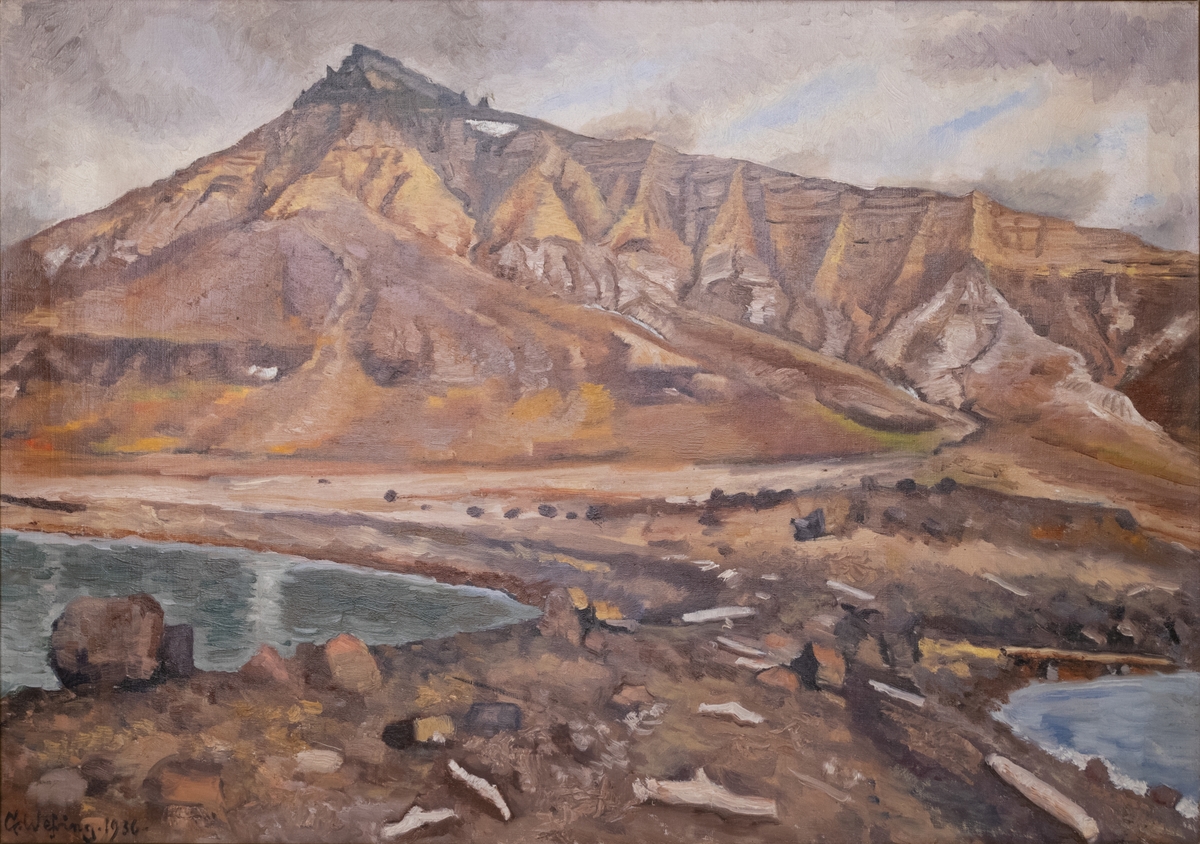 Hårfagrefjellet Kong Karlsland, Svalbard [Oljemaleri]