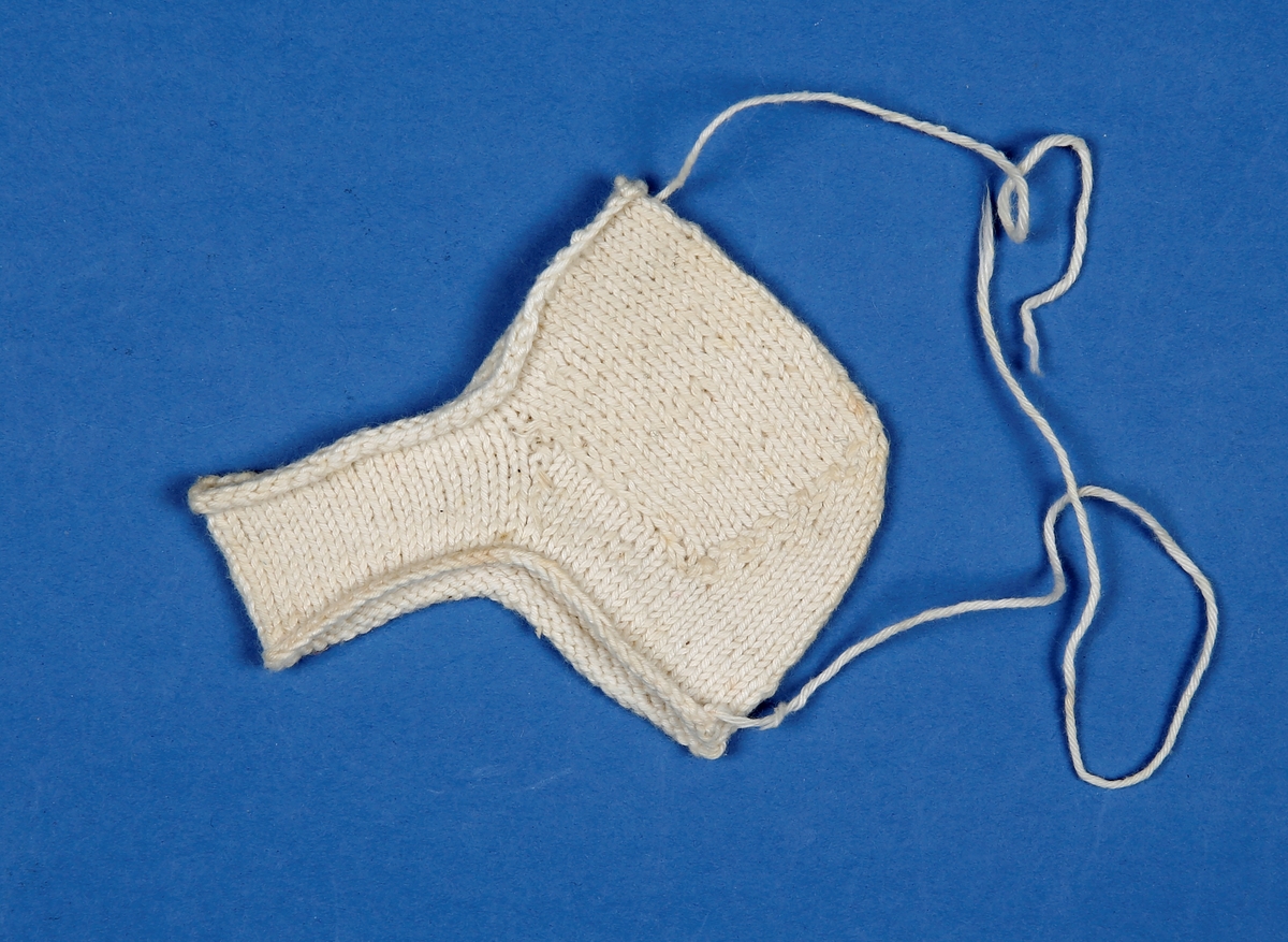 Prøvelapp av strikket hæl.