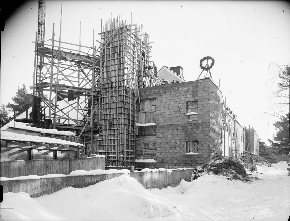 Epidemisjukhuset byggs ut, Östhammar, Uppland 1959
