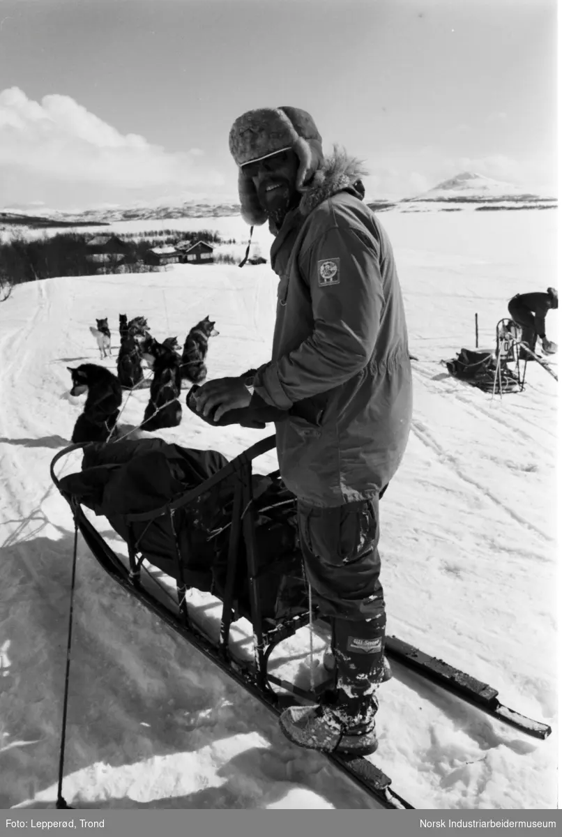 Notodden-mannen Olav Kristian Tveiten forlater kontrollpost på Sundet under polarhundløp over Hardangervidda. Han ble klassevinner i åpen klasse polarhund.