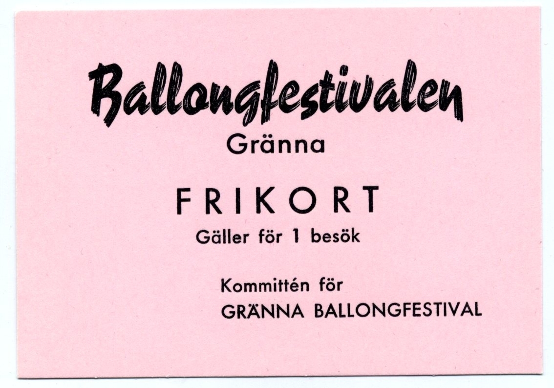Fyra olika frikort för Ballongfestivalen i Gränna, för åren 1973, 1974 och sannolikt 1975.
