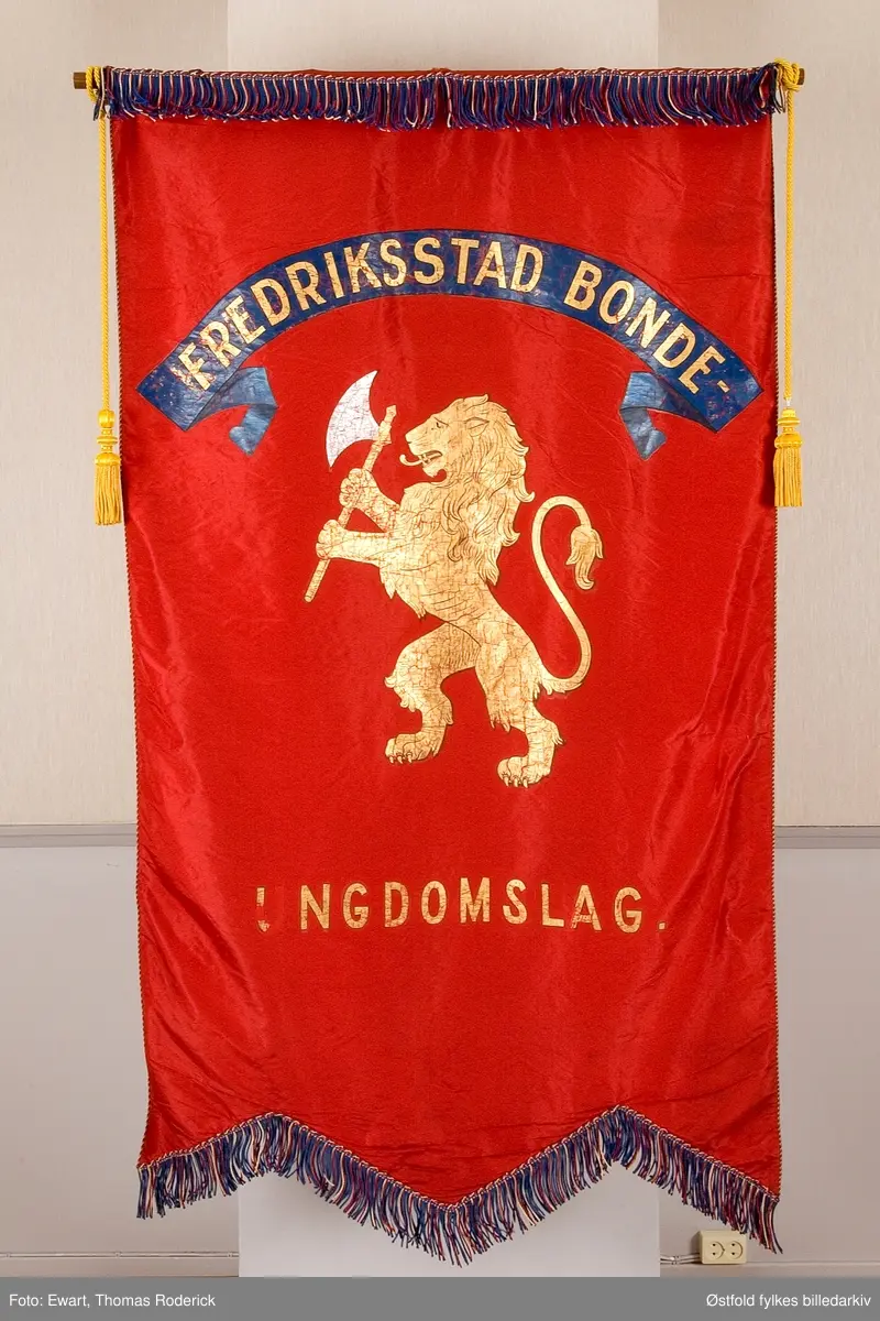 Fane til Fredrikstad Bondeungdomslag. Fram- og bakside. 
Måla silkefane 120 x 200 cm. Motiv: riksløva (utan krone) på raud botn. Løva og skrift i bladgull.. Fana blir oppbevart av BUL Sarpsborg,. St. Marie gate 121, Sarpsborg.

Førebels uklart når laget vart skipa og kor lenge det var med i Eidsiva. Er ikkje nemnt i boka "Den frilynde ungdomsrørsla" frå 1921. I 1925 melde laget seg på til årsmøtet i Norges Ungdomslag, og søkte om å arrangere landsstemne i 1926. Med på liste over lokallag i 1933.