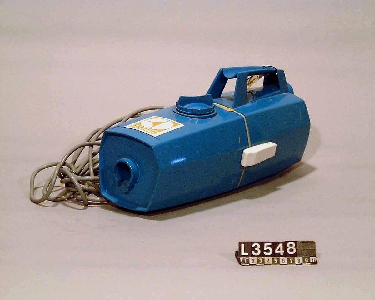 Handdammsugare i blå plast.