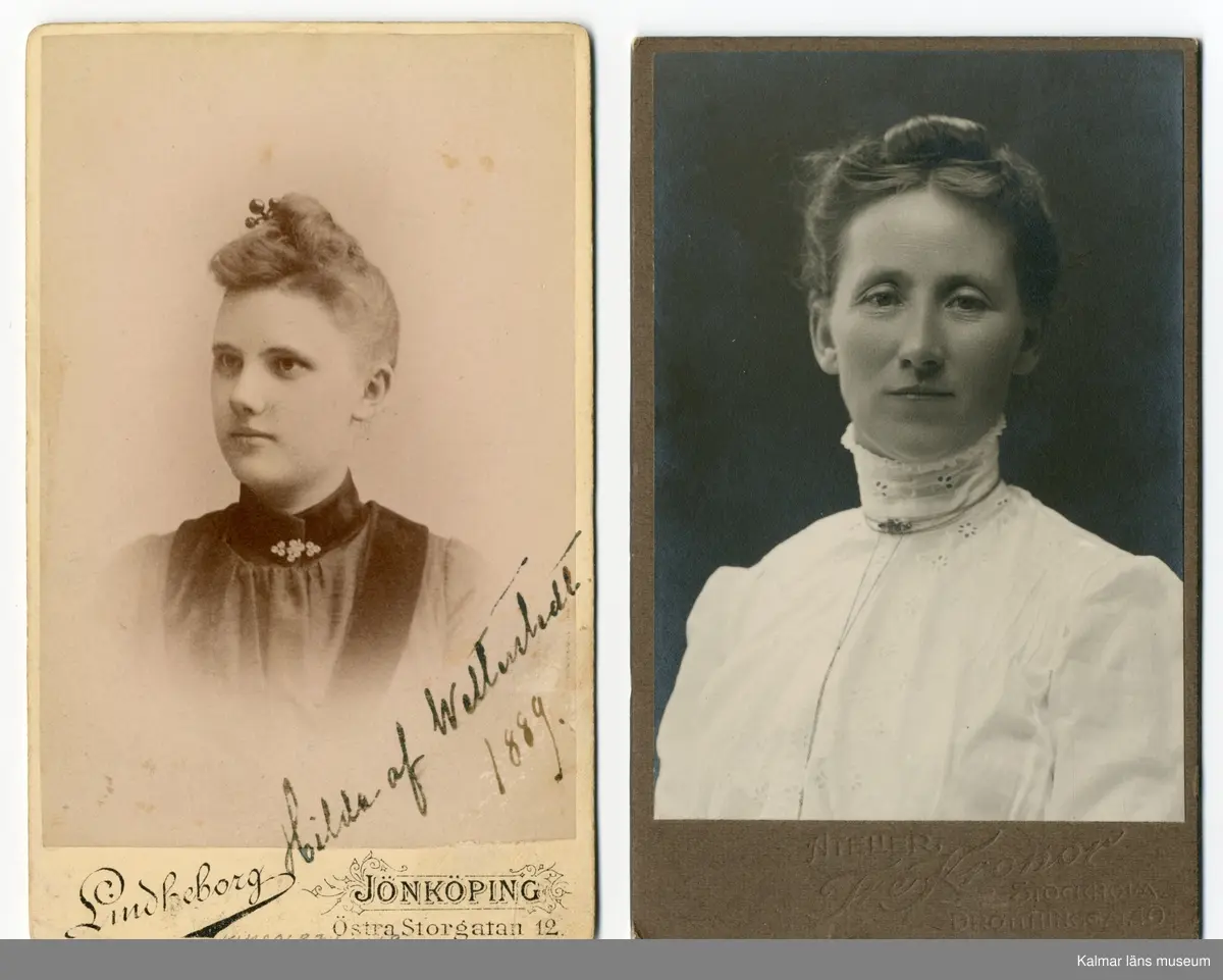 KLM 28637:44:1-20, Fotoalbum, av papp och tyg. Samling av fotografier. Porträtt av medlemmar av familjen Wimmerstedt samt goda vänner till ägaren. Bilderna sitter i ett ”tygalbum”. Albumet har sydda fickor för varje bild och hålls samman av ett rött siden band och en vit knapp. En del av bilderna är fastsydda i fickorna. Tyget har ett blommönster i flera färger men bas i rött. Innehåller fler bilder än antalet fickor så ett antal bilder ligger lösa.

:1Hilda af Wetterstedt, dotter till ECM Wimmerstedt (dotter till SC och LG) och AR af Wetterstedt
:2 Hilda af Wetterstedt, dotter till ECM Wimmerstedt (dotter till SC och LG) och AR af Wetterstedt
:3 Carl Carlander, son till S A Wimmerstedt (dotter till SC och LG) och ? Carlander
:4 Maria Rogberg och hennes kusin Maria Rogberg
:5 Emma Cordula Magdalena af Wetterstedt född Wimmerstedt, dotter till SC och LG Wimmerstedt
:6 Hilda af Wetterstedt, dotter till ECM Wimmerstedt (dotter till SC och LG) och AR af Wetterstedt
:7 Maria Carlander, dotter till S A Wimmerstedt (dotter till SC och LG) och ? Carlander
:8 Hanna och Eva Rogberg
:9 Hilda af Wetterstedt, dotter till ECM Wimmerstedt (dotter till SC och LG) och AR af Wetterstedt
:10 Maria Carlander, dotter till S A Wimmerstedt (dotter till SC och LG) och ? Carlander. Finns ytterligare en kopia som ej förvaras i fotoalbum.
:11 Hilda Wimmerstedt
:12 Ebba Wimmerstedt
:13 Maria Lindahl född Wimmerstedt
:14 Gruppfoto med sex kvinnor vara en ska vara Hilda af Wetterstedt
:15 Biskopinnan Sjöbring
:16 Biskop Sjöbring
:17 Maria Carlander, dotter till S A Wimmerstedt (dotter till SC och LG) och ? Carlander
:18 Hilda af Wetterstedt, dotter till ECM Wimmerstedt (dotter till SC och LG) och AR af Wetterstedt
:19 Bildhuggaren professorn C G Qvarnström, bror till SC Wimmerstedt. Finns ytterligare en kopia som ej förvaras i fotoalbum.
:20 Riksantikvarie Bror Emil Hildebrand. Finns ytterligare en kopia som ej förvaras i fotoalbum.
