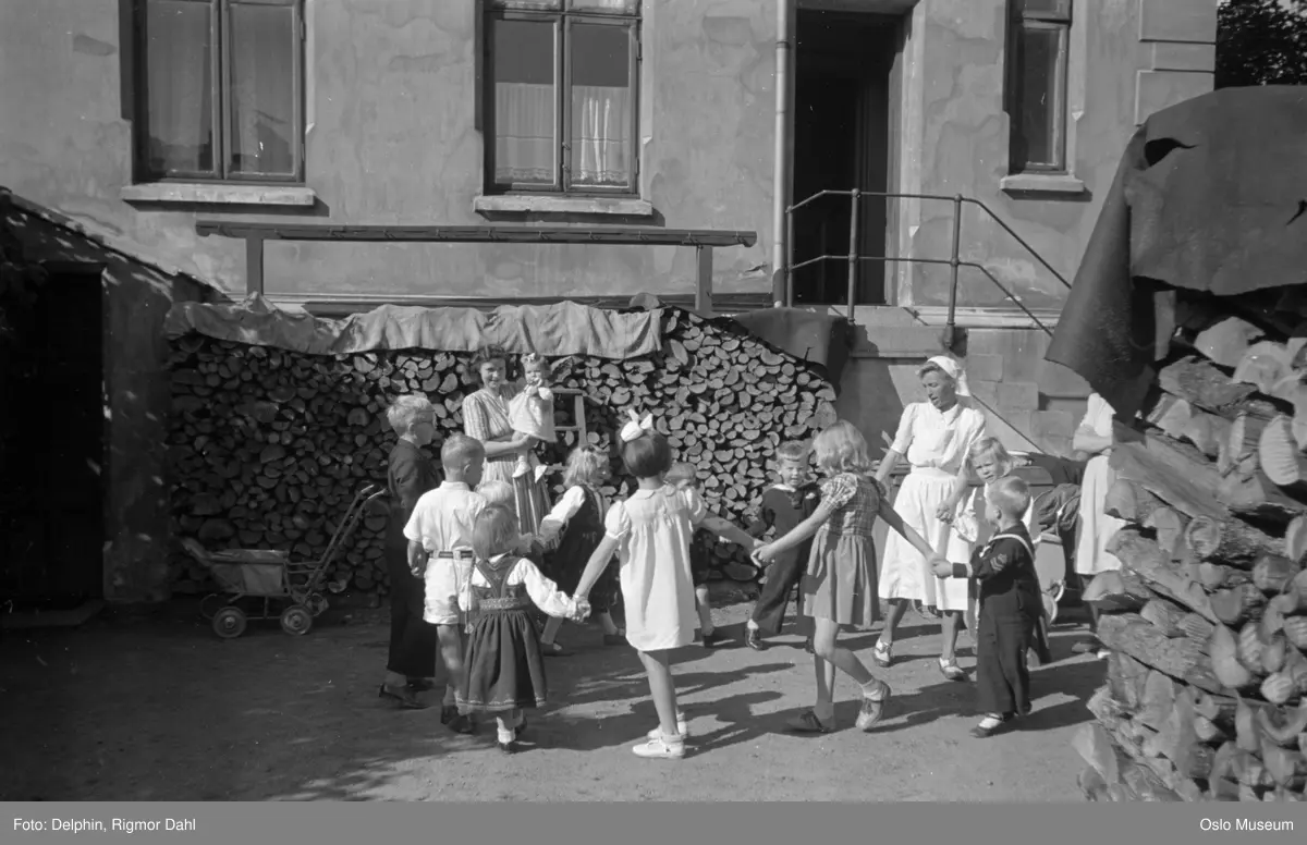 barneselskap, jenter, gutter, lek, kvinner, vedstabler