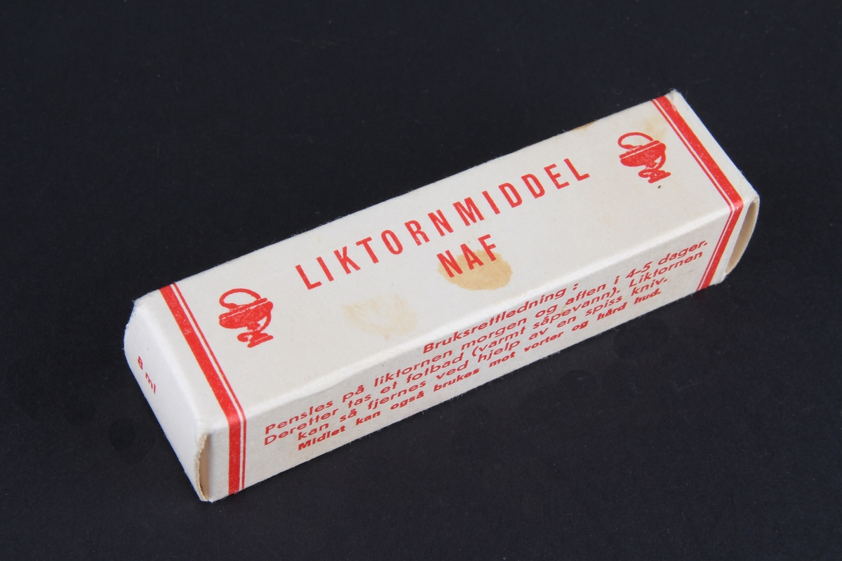Flaske med liktornmiddel i original emballasje.