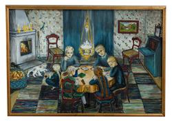 Läxläsning längesen [Oljemålning]