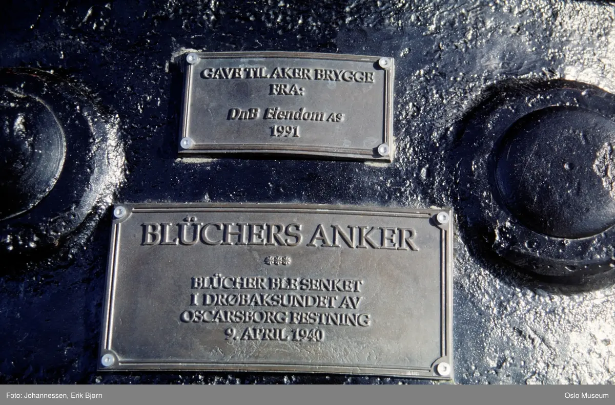 plakett på anker fra tysk krysser Blücher