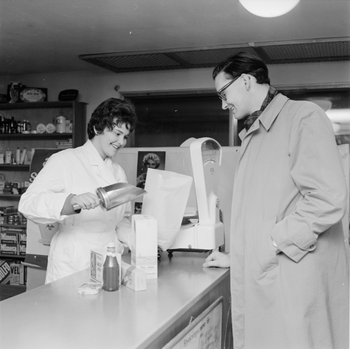 Olands Centralskola - "affär", yrkesskolan, Alunda, Uppland april 1959