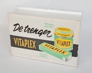 Reklameskilt med lys. Ulike reklamer på de to sidene.