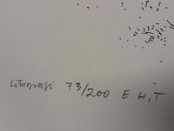 Båter på land foran gammelt hus [Litografi]