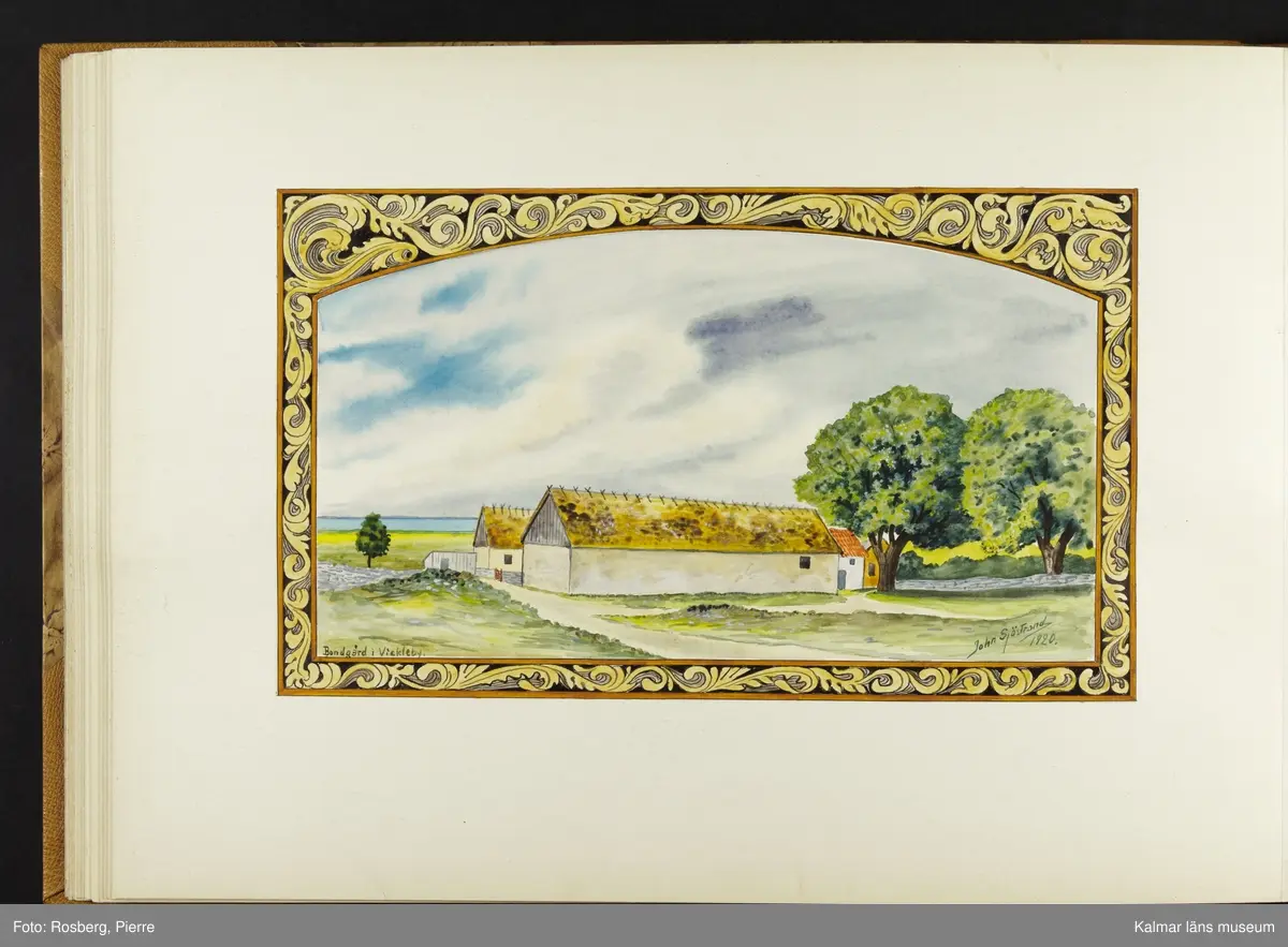 Ett stort antal motiv från Öland, kulturhistoriska platser samt landskapsmotiv.

I boken finns motiv i nämnd ordning: Ölands landskapsvapen; Borgholms slott; Alvaret; Köpings klint; Tingsflisa; barken Dovres förlisning; gravfält vid Klinta, Köping; I Repplinge; Persnäs kyrka; Rynings kors Persnäs, Långlöts kyrka; I Högsrum; Galjbacken Högsrum; Böle backe Glömminge; Kvarn vid Stora Rör; Bramstedtsgården i Strandskogen Glömminge; Öländsk västkust mellan Röhälla och Stora Rör; vägen till Möllstorps läggning; Linsänkan Glömminge; Algutsrums kyrka 1827 och 1919; Portparti vid Gråborg; Sankt Knuts kapell??; I Björnhovda bygata; vid Torslunda kyrka; Eriksöre gärden, Torslunda; Gammal stuga i Runsbäck, Torslunda; vikingagrav med vårdhållare, Skogsby, Torslunda; källare och kvarnar på landborgen ovanför Eriksöre, Torslunda; Öländskt arbetarhem Karlevi, Vickleby; Vickleby kyrka; Fröbygårda strand, Vickleby; Bondgård i Vickleby; Resmo kyrka 1920; Mysinge hög; Resmo kyrka 1826; Borgby borg; I Mörbylångadalen; Alvaret vid Bengtstorp, söder om Bårby; Bondgård vid Lenstad; Smedsgärde Gårdby s; Dröstorps ödeby; Nigelberget en höjd på alvaret s.o. om Lenstad; Tornrör och Tornrörskällan; Dröstorps mosse; Prästgropen Sandby alvar; Gård i Skarpa Alby; Bondgård i N Näsby; Augustimorgon vid Ölands östkust, Sandby socken; Segerstads gamla kyrka; Segerstads nuvarande kyrka; Kustby i Segerstads socken, Nedre Segerstad; På slagfältet vid Seby, Segerstad socken; Gammal bondgård i Övre Segerstad, Segerstad socken; I Segerstad.