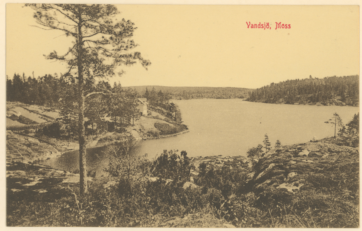 Nedre Vansjø, ca. 1910. Postkort.
Tekst på bildet: "Vandsjö, Moss".
To kopier av samme bilde.