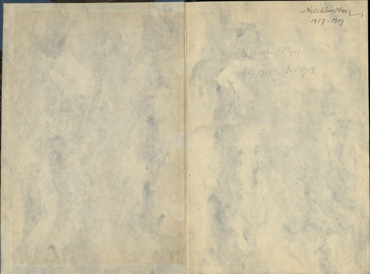 Inbunden samlingsvolym för tidskriften Flygfisken: organ för Sveriges militärflygare, 1917-1919.

Innehåll: artiklar med minnen, händelser och episoder inom den svenska militära pionjärflygningen samt fakta och råd till militära flygare. Illustrationer i form av ritningar och foton.

Sidor framställda genom stencilering med inklistrade fotografier.


Ingående nummer:

1 - augusti 1917 (sida 1-11)
2 - september 1917 (sida 12-21)
3 - oktober 1917 (sida 22-31)
4 - november 1917 (sida 32-42)
5 - december 1917 (sida 43-53)
6 - januari 1918 (sida 54-64)
7 - februari 1918 (sida 65-77)
8 - mars 1918 (sida 78-88)
9 - april 1918 (sida 89-101)
10 - maj 1918 (sida 102-111)
11 - juni 1918 (sida 112-126)
12 - juli 1918 (sida 127-137)
13 - augusti 1918 (sida 138-148)
14 - september 1918 (sida 149-157)
15 - oktober 1918 (sida 158-168)
16 - november 1918 (sida 169-180)
17 - december 1918 (sida 181-190)
18 - januari 1919 (sida 191-202)
19 - februari 1919 (sida 203-214)
20 - mars 1919 (sida 215-226)
21 - april 1919 (sida 227-240)
22 - maj 1919 (sida 241-251)
23 - juni 1919 (sida 252-263)
24 - juli 1919 (sida 264-274)
25 - september 1919 (sida 275-286)
26 - oktober 1919 (sida 287-298)
27 - december 1919 (sida 299-309)