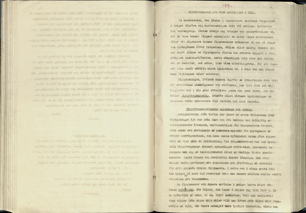 Inbunden samlingsvolym för tidskriften Flygfisken: organ för Sveriges militärflygare, 1917-1919.

Innehåll: artiklar med minnen, händelser och episoder inom den svenska militära pionjärflygningen samt fakta och råd till militära flygare. Illustrationer i form av ritningar och foton.

Sidor framställda genom stencilering med inklistrade fotografier.


Ingående nummer:

1 - augusti 1917 (sida 1-11)
2 - september 1917 (sida 12-21)
3 - oktober 1917 (sida 22-31)
4 - november 1917 (sida 32-42)
5 - december 1917 (sida 43-53)
6 - januari 1918 (sida 54-64)
7 - februari 1918 (sida 65-77)
8 - mars 1918 (sida 78-88)
9 - april 1918 (sida 89-101)
10 - maj 1918 (sida 102-111)
11 - juni 1918 (sida 112-126)
12 - juli 1918 (sida 127-137)
13 - augusti 1918 (sida 138-148)
14 - september 1918 (sida 149-157)
15 - oktober 1918 (sida 158-168)
16 - november 1918 (sida 169-180)
17 - december 1918 (sida 181-190)
18 - januari 1919 (sida 191-202)
19 - februari 1919 (sida 203-214)
20 - mars 1919 (sida 215-226)
21 - april 1919 (sida 227-240)
22 - maj 1919 (sida 241-251)
23 - juni 1919 (sida 252-263)
24 - juli 1919 (sida 264-274)
25 - september 1919 (sida 275-286)
26 - oktober 1919 (sida 287-298)
27 - december 1919 (sida 299-309)