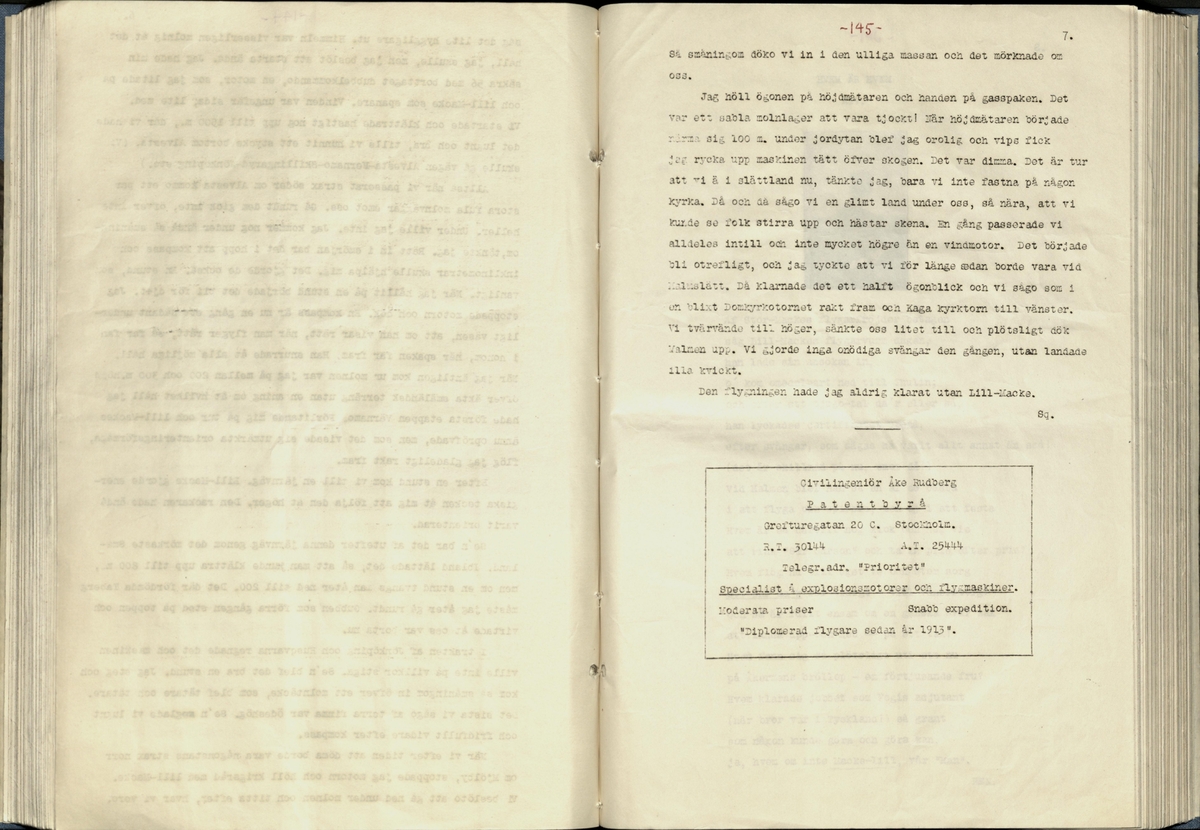 Inbunden samlingsvolym för tidskriften Flygfisken: organ för Sveriges militärflygare, 1917-1919.

Innehåll: artiklar med minnen, händelser och episoder inom den svenska militära pionjärflygningen samt fakta och råd till militära flygare. Illustrationer i form av ritningar och foton.

Sidor framställda genom stencilering med inklistrade fotografier.


Ingående nummer:

1 - augusti 1917 (sida 1-11)
2 - september 1917 (sida 12-21)
3 - oktober 1917 (sida 22-31)
4 - november 1917 (sida 32-42)
5 - december 1917 (sida 43-53)
6 - januari 1918 (sida 54-64)
7 - februari 1918 (sida 65-77)
8 - mars 1918 (sida 78-88)
9 - april 1918 (sida 89-101)
10 - maj 1918 (sida 102-111)
11 - juni 1918 (sida 112-126)
12 - juli 1918 (sida 127-137)
13 - augusti 1918 (sida 138-148)
14 - september 1918 (sida 149-157)
15 - oktober 1918 (sida 158-168)
16 - november 1918 (sida 169-180)
17 - december 1918 (sida 181-190)
18 - januari 1919 (sida 191-202)
19 - februari 1919 (sida 203-214)
20 - mars 1919 (sida 215-226)
21 - april 1919 (sida 227-240)
22 - maj 1919 (sida 241-251)
23 - juni 1919 (sida 252-263)
24 - juli 1919 (sida 264-274)
25 - september 1919 (sida 275-286)
26 - oktober 1919 (sida 287-298)
27 - december 1919 (sida 299-309)