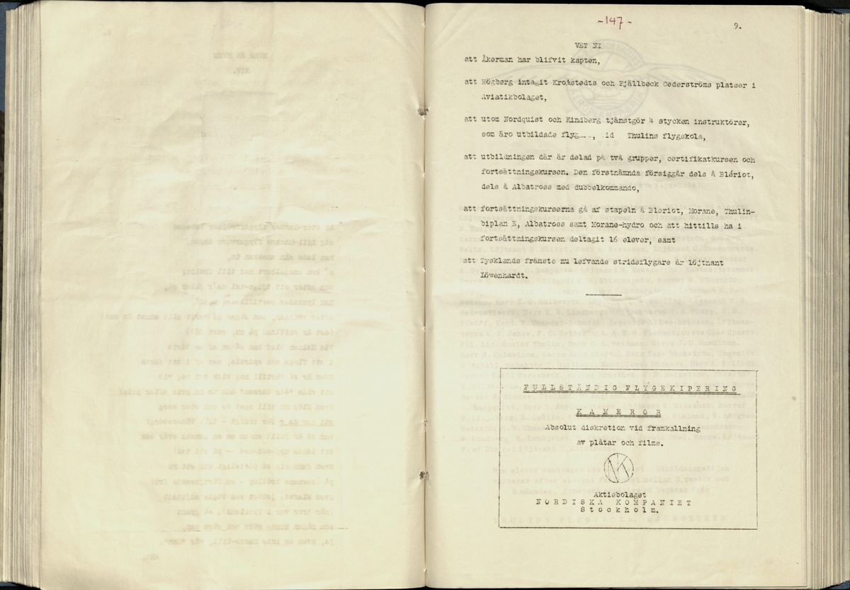 Inbunden samlingsvolym för tidskriften Flygfisken: organ för Sveriges militärflygare, 1917-1919.

Innehåll: artiklar med minnen, händelser och episoder inom den svenska militära pionjärflygningen samt fakta och råd till militära flygare. Illustrationer i form av ritningar och foton.

Sidor framställda genom stencilering med inklistrade fotografier.


Ingående nummer:

1 - augusti 1917 (sida 1-11)
2 - september 1917 (sida 12-21)
3 - oktober 1917 (sida 22-31)
4 - november 1917 (sida 32-42)
5 - december 1917 (sida 43-53)
6 - januari 1918 (sida 54-64)
7 - februari 1918 (sida 65-77)
8 - mars 1918 (sida 78-88)
9 - april 1918 (sida 89-101)
10 - maj 1918 (sida 102-111)
11 - juni 1918 (sida 112-126)
12 - juli 1918 (sida 127-137)
13 - augusti 1918 (sida 138-148)
14 - september 1918 (sida 149-157)
15 - oktober 1918 (sida 158-168)
16 - november 1918 (sida 169-180)
17 - december 1918 (sida 181-190)
18 - januari 1919 (sida 191-202)
19 - februari 1919 (sida 203-214)
20 - mars 1919 (sida 215-226)
21 - april 1919 (sida 227-240)
22 - maj 1919 (sida 241-251)
23 - juni 1919 (sida 252-263)
24 - juli 1919 (sida 264-274)
25 - september 1919 (sida 275-286)
26 - oktober 1919 (sida 287-298)
27 - december 1919 (sida 299-309)