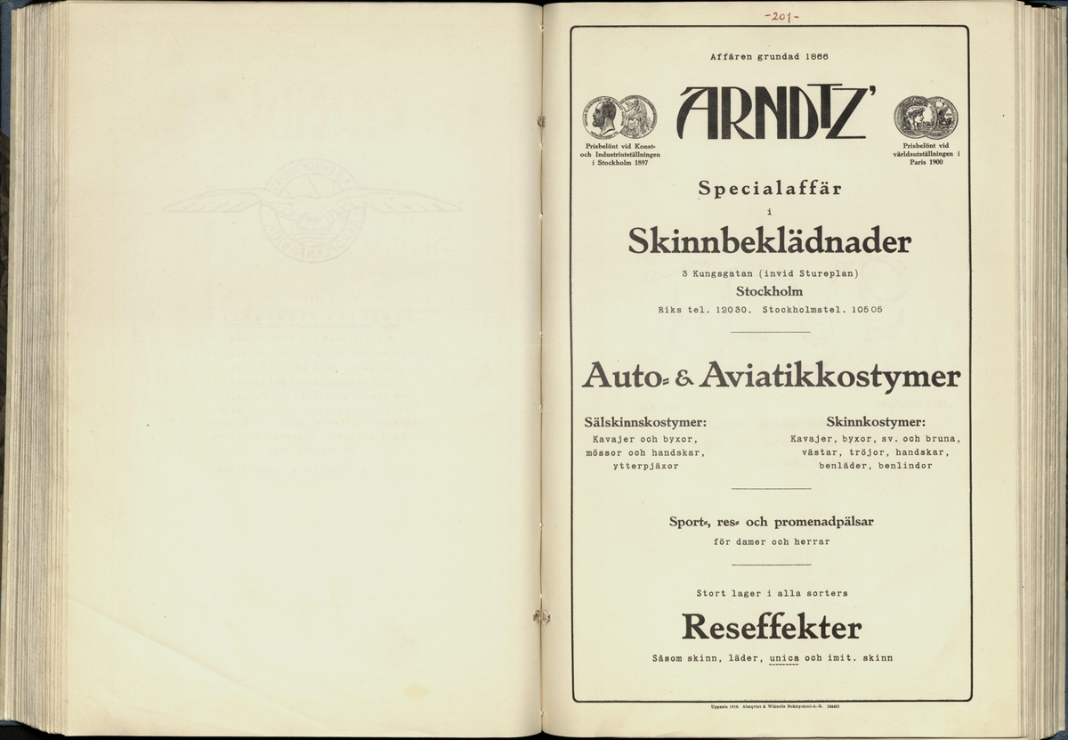 Inbunden samlingsvolym för tidskriften Flygfisken: organ för Sveriges militärflygare, 1917-1919.

Innehåll: artiklar med minnen, händelser och episoder inom den svenska militära pionjärflygningen samt fakta och råd till militära flygare. Illustrationer i form av ritningar och foton.

Sidor framställda genom stencilering med inklistrade fotografier.


Ingående nummer:

1 - augusti 1917 (sida 1-11)
2 - september 1917 (sida 12-21)
3 - oktober 1917 (sida 22-31)
4 - november 1917 (sida 32-42)
5 - december 1917 (sida 43-53)
6 - januari 1918 (sida 54-64)
7 - februari 1918 (sida 65-77)
8 - mars 1918 (sida 78-88)
9 - april 1918 (sida 89-101)
10 - maj 1918 (sida 102-111)
11 - juni 1918 (sida 112-126)
12 - juli 1918 (sida 127-137)
13 - augusti 1918 (sida 138-148)
14 - september 1918 (sida 149-157)
15 - oktober 1918 (sida 158-168)
16 - november 1918 (sida 169-180)
17 - december 1918 (sida 181-190)
18 - januari 1919 (sida 191-202)
19 - februari 1919 (sida 203-214)
20 - mars 1919 (sida 215-226)
21 - april 1919 (sida 227-240)
22 - maj 1919 (sida 241-251)
23 - juni 1919 (sida 252-263)
24 - juli 1919 (sida 264-274)
25 - september 1919 (sida 275-286)
26 - oktober 1919 (sida 287-298)
27 - december 1919 (sida 299-309)