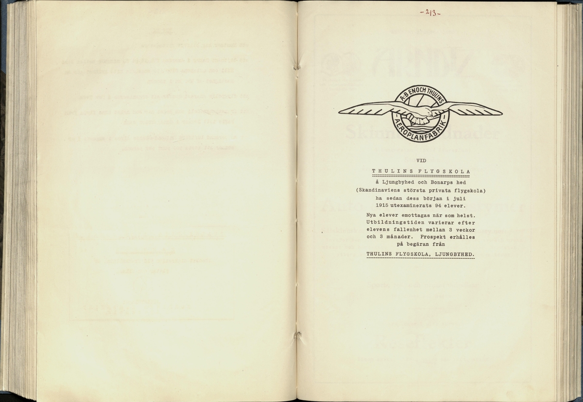 Inbunden samlingsvolym för tidskriften Flygfisken: organ för Sveriges militärflygare, 1917-1919.

Innehåll: artiklar med minnen, händelser och episoder inom den svenska militära pionjärflygningen samt fakta och råd till militära flygare. Illustrationer i form av ritningar och foton.

Sidor framställda genom stencilering med inklistrade fotografier.


Ingående nummer:

1 - augusti 1917 (sida 1-11)
2 - september 1917 (sida 12-21)
3 - oktober 1917 (sida 22-31)
4 - november 1917 (sida 32-42)
5 - december 1917 (sida 43-53)
6 - januari 1918 (sida 54-64)
7 - februari 1918 (sida 65-77)
8 - mars 1918 (sida 78-88)
9 - april 1918 (sida 89-101)
10 - maj 1918 (sida 102-111)
11 - juni 1918 (sida 112-126)
12 - juli 1918 (sida 127-137)
13 - augusti 1918 (sida 138-148)
14 - september 1918 (sida 149-157)
15 - oktober 1918 (sida 158-168)
16 - november 1918 (sida 169-180)
17 - december 1918 (sida 181-190)
18 - januari 1919 (sida 191-202)
19 - februari 1919 (sida 203-214)
20 - mars 1919 (sida 215-226)
21 - april 1919 (sida 227-240)
22 - maj 1919 (sida 241-251)
23 - juni 1919 (sida 252-263)
24 - juli 1919 (sida 264-274)
25 - september 1919 (sida 275-286)
26 - oktober 1919 (sida 287-298)
27 - december 1919 (sida 299-309)
