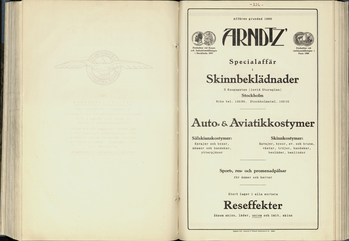 Inbunden samlingsvolym för tidskriften Flygfisken: organ för Sveriges militärflygare, 1917-1919.

Innehåll: artiklar med minnen, händelser och episoder inom den svenska militära pionjärflygningen samt fakta och råd till militära flygare. Illustrationer i form av ritningar och foton.

Sidor framställda genom stencilering med inklistrade fotografier.


Ingående nummer:

1 - augusti 1917 (sida 1-11)
2 - september 1917 (sida 12-21)
3 - oktober 1917 (sida 22-31)
4 - november 1917 (sida 32-42)
5 - december 1917 (sida 43-53)
6 - januari 1918 (sida 54-64)
7 - februari 1918 (sida 65-77)
8 - mars 1918 (sida 78-88)
9 - april 1918 (sida 89-101)
10 - maj 1918 (sida 102-111)
11 - juni 1918 (sida 112-126)
12 - juli 1918 (sida 127-137)
13 - augusti 1918 (sida 138-148)
14 - september 1918 (sida 149-157)
15 - oktober 1918 (sida 158-168)
16 - november 1918 (sida 169-180)
17 - december 1918 (sida 181-190)
18 - januari 1919 (sida 191-202)
19 - februari 1919 (sida 203-214)
20 - mars 1919 (sida 215-226)
21 - april 1919 (sida 227-240)
22 - maj 1919 (sida 241-251)
23 - juni 1919 (sida 252-263)
24 - juli 1919 (sida 264-274)
25 - september 1919 (sida 275-286)
26 - oktober 1919 (sida 287-298)
27 - december 1919 (sida 299-309)