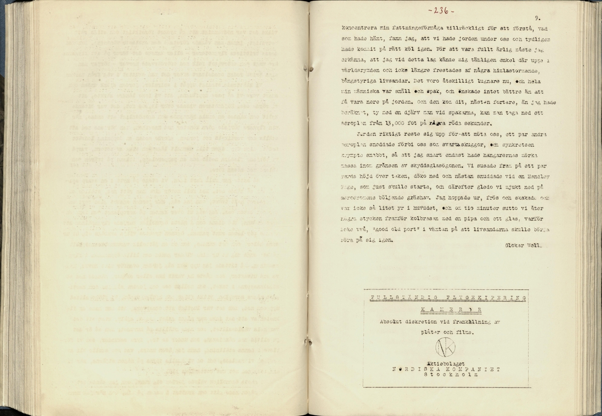 Inbunden samlingsvolym för tidskriften Flygfisken: organ för Sveriges militärflygare, 1917-1919.

Innehåll: artiklar med minnen, händelser och episoder inom den svenska militära pionjärflygningen samt fakta och råd till militära flygare. Illustrationer i form av ritningar och foton.

Sidor framställda genom stencilering med inklistrade fotografier.


Ingående nummer:

1 - augusti 1917 (sida 1-11)
2 - september 1917 (sida 12-21)
3 - oktober 1917 (sida 22-31)
4 - november 1917 (sida 32-42)
5 - december 1917 (sida 43-53)
6 - januari 1918 (sida 54-64)
7 - februari 1918 (sida 65-77)
8 - mars 1918 (sida 78-88)
9 - april 1918 (sida 89-101)
10 - maj 1918 (sida 102-111)
11 - juni 1918 (sida 112-126)
12 - juli 1918 (sida 127-137)
13 - augusti 1918 (sida 138-148)
14 - september 1918 (sida 149-157)
15 - oktober 1918 (sida 158-168)
16 - november 1918 (sida 169-180)
17 - december 1918 (sida 181-190)
18 - januari 1919 (sida 191-202)
19 - februari 1919 (sida 203-214)
20 - mars 1919 (sida 215-226)
21 - april 1919 (sida 227-240)
22 - maj 1919 (sida 241-251)
23 - juni 1919 (sida 252-263)
24 - juli 1919 (sida 264-274)
25 - september 1919 (sida 275-286)
26 - oktober 1919 (sida 287-298)
27 - december 1919 (sida 299-309)