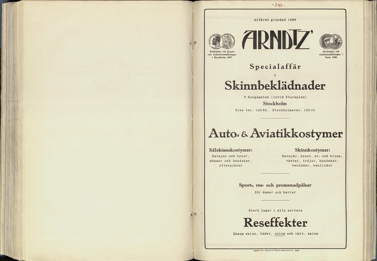 Inbunden samlingsvolym för tidskriften Flygfisken: organ för Sveriges militärflygare, 1917-1919.

Innehåll: artiklar med minnen, händelser och episoder inom den svenska militära pionjärflygningen samt fakta och råd till militära flygare. Illustrationer i form av ritningar och foton.

Sidor framställda genom stencilering med inklistrade fotografier.


Ingående nummer:

1 - augusti 1917 (sida 1-11)
2 - september 1917 (sida 12-21)
3 - oktober 1917 (sida 22-31)
4 - november 1917 (sida 32-42)
5 - december 1917 (sida 43-53)
6 - januari 1918 (sida 54-64)
7 - februari 1918 (sida 65-77)
8 - mars 1918 (sida 78-88)
9 - april 1918 (sida 89-101)
10 - maj 1918 (sida 102-111)
11 - juni 1918 (sida 112-126)
12 - juli 1918 (sida 127-137)
13 - augusti 1918 (sida 138-148)
14 - september 1918 (sida 149-157)
15 - oktober 1918 (sida 158-168)
16 - november 1918 (sida 169-180)
17 - december 1918 (sida 181-190)
18 - januari 1919 (sida 191-202)
19 - februari 1919 (sida 203-214)
20 - mars 1919 (sida 215-226)
21 - april 1919 (sida 227-240)
22 - maj 1919 (sida 241-251)
23 - juni 1919 (sida 252-263)
24 - juli 1919 (sida 264-274)
25 - september 1919 (sida 275-286)
26 - oktober 1919 (sida 287-298)
27 - december 1919 (sida 299-309)
