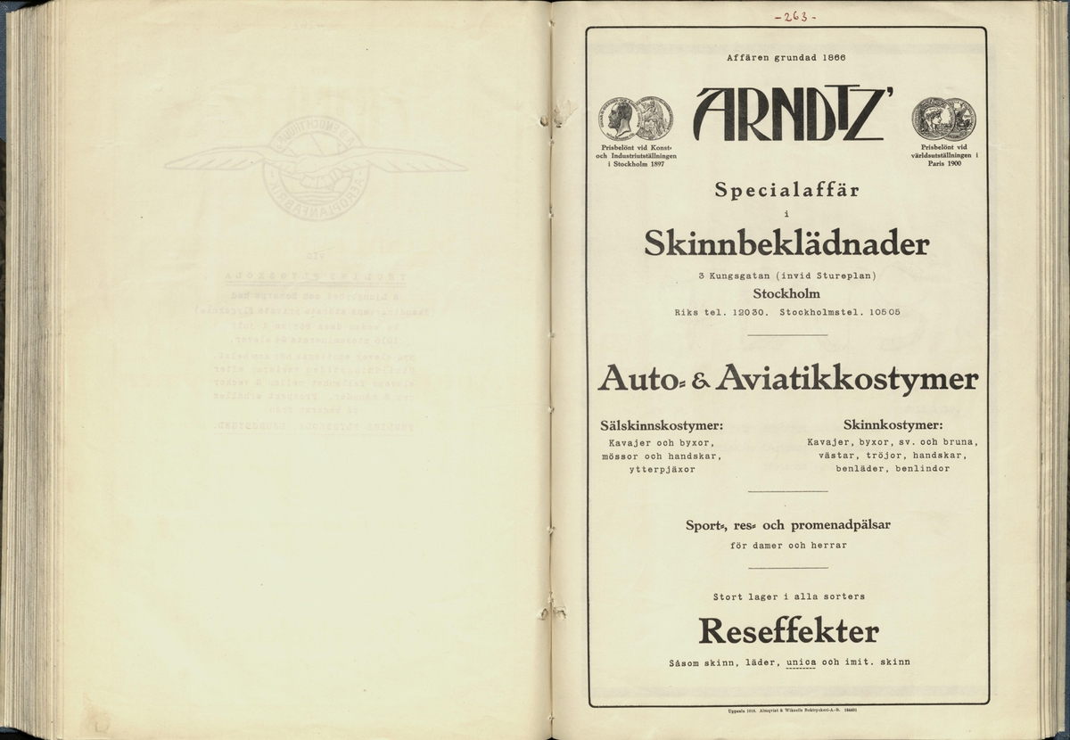 Inbunden samlingsvolym för tidskriften Flygfisken: organ för Sveriges militärflygare, 1917-1919.

Innehåll: artiklar med minnen, händelser och episoder inom den svenska militära pionjärflygningen samt fakta och råd till militära flygare. Illustrationer i form av ritningar och foton.

Sidor framställda genom stencilering med inklistrade fotografier.


Ingående nummer:

1 - augusti 1917 (sida 1-11)
2 - september 1917 (sida 12-21)
3 - oktober 1917 (sida 22-31)
4 - november 1917 (sida 32-42)
5 - december 1917 (sida 43-53)
6 - januari 1918 (sida 54-64)
7 - februari 1918 (sida 65-77)
8 - mars 1918 (sida 78-88)
9 - april 1918 (sida 89-101)
10 - maj 1918 (sida 102-111)
11 - juni 1918 (sida 112-126)
12 - juli 1918 (sida 127-137)
13 - augusti 1918 (sida 138-148)
14 - september 1918 (sida 149-157)
15 - oktober 1918 (sida 158-168)
16 - november 1918 (sida 169-180)
17 - december 1918 (sida 181-190)
18 - januari 1919 (sida 191-202)
19 - februari 1919 (sida 203-214)
20 - mars 1919 (sida 215-226)
21 - april 1919 (sida 227-240)
22 - maj 1919 (sida 241-251)
23 - juni 1919 (sida 252-263)
24 - juli 1919 (sida 264-274)
25 - september 1919 (sida 275-286)
26 - oktober 1919 (sida 287-298)
27 - december 1919 (sida 299-309)