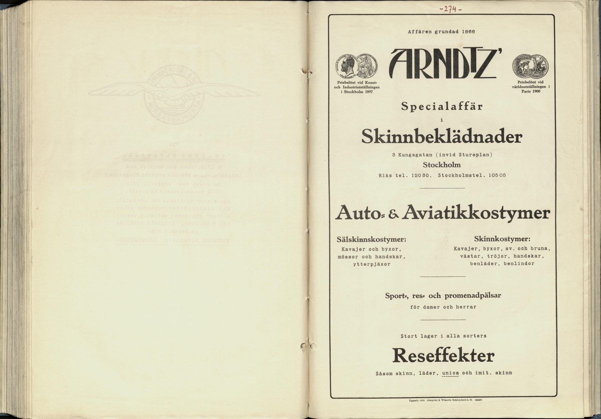 Inbunden samlingsvolym för tidskriften Flygfisken: organ för Sveriges militärflygare, 1917-1919.

Innehåll: artiklar med minnen, händelser och episoder inom den svenska militära pionjärflygningen samt fakta och råd till militära flygare. Illustrationer i form av ritningar och foton.

Sidor framställda genom stencilering med inklistrade fotografier.


Ingående nummer:

1 - augusti 1917 (sida 1-11)
2 - september 1917 (sida 12-21)
3 - oktober 1917 (sida 22-31)
4 - november 1917 (sida 32-42)
5 - december 1917 (sida 43-53)
6 - januari 1918 (sida 54-64)
7 - februari 1918 (sida 65-77)
8 - mars 1918 (sida 78-88)
9 - april 1918 (sida 89-101)
10 - maj 1918 (sida 102-111)
11 - juni 1918 (sida 112-126)
12 - juli 1918 (sida 127-137)
13 - augusti 1918 (sida 138-148)
14 - september 1918 (sida 149-157)
15 - oktober 1918 (sida 158-168)
16 - november 1918 (sida 169-180)
17 - december 1918 (sida 181-190)
18 - januari 1919 (sida 191-202)
19 - februari 1919 (sida 203-214)
20 - mars 1919 (sida 215-226)
21 - april 1919 (sida 227-240)
22 - maj 1919 (sida 241-251)
23 - juni 1919 (sida 252-263)
24 - juli 1919 (sida 264-274)
25 - september 1919 (sida 275-286)
26 - oktober 1919 (sida 287-298)
27 - december 1919 (sida 299-309)
