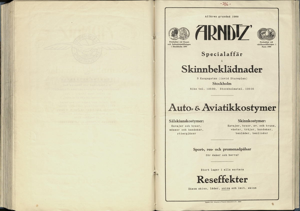 Inbunden samlingsvolym för tidskriften Flygfisken: organ för Sveriges militärflygare, 1917-1919.

Innehåll: artiklar med minnen, händelser och episoder inom den svenska militära pionjärflygningen samt fakta och råd till militära flygare. Illustrationer i form av ritningar och foton.

Sidor framställda genom stencilering med inklistrade fotografier.


Ingående nummer:

1 - augusti 1917 (sida 1-11)
2 - september 1917 (sida 12-21)
3 - oktober 1917 (sida 22-31)
4 - november 1917 (sida 32-42)
5 - december 1917 (sida 43-53)
6 - januari 1918 (sida 54-64)
7 - februari 1918 (sida 65-77)
8 - mars 1918 (sida 78-88)
9 - april 1918 (sida 89-101)
10 - maj 1918 (sida 102-111)
11 - juni 1918 (sida 112-126)
12 - juli 1918 (sida 127-137)
13 - augusti 1918 (sida 138-148)
14 - september 1918 (sida 149-157)
15 - oktober 1918 (sida 158-168)
16 - november 1918 (sida 169-180)
17 - december 1918 (sida 181-190)
18 - januari 1919 (sida 191-202)
19 - februari 1919 (sida 203-214)
20 - mars 1919 (sida 215-226)
21 - april 1919 (sida 227-240)
22 - maj 1919 (sida 241-251)
23 - juni 1919 (sida 252-263)
24 - juli 1919 (sida 264-274)
25 - september 1919 (sida 275-286)
26 - oktober 1919 (sida 287-298)
27 - december 1919 (sida 299-309)