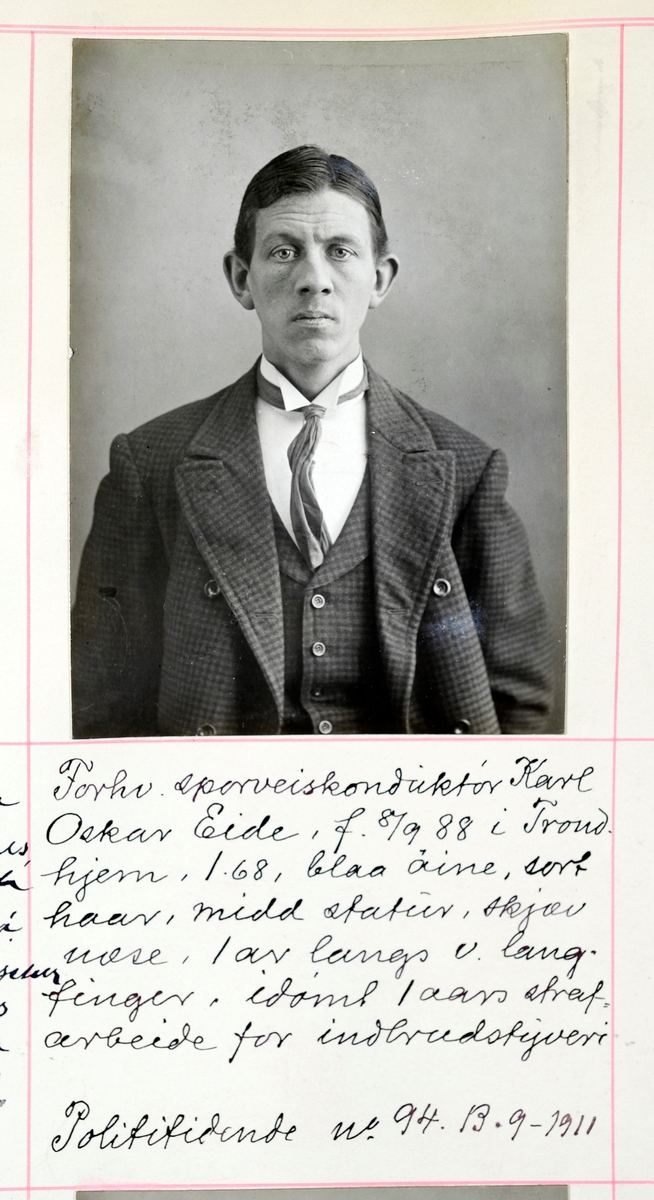 Registreringsfoto fra Midt-Norge fra perioden 1903-1922.