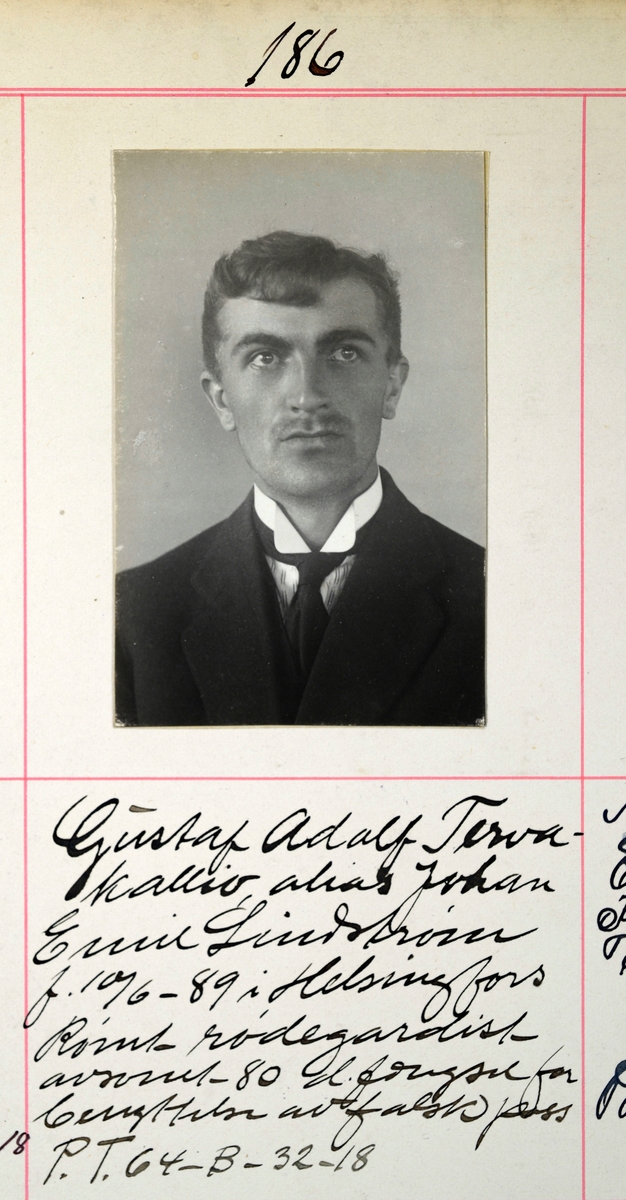 Gustaf Adolf Tervakallio alias Johan Emil Lindstrøm -Justismuseet ...