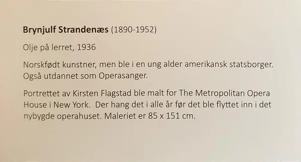 Plakett til maleri. Kort informasjon om kunstner Brynjulf Strandenæs