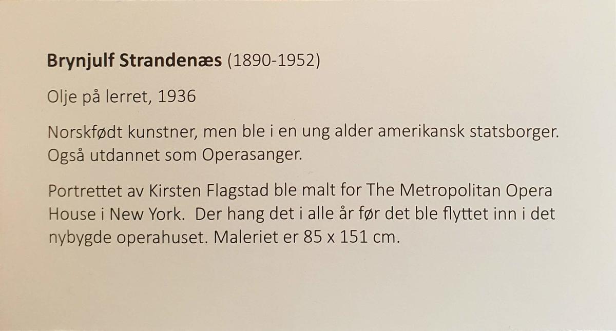 Plakett til maleri. Kort informasjon om kunstner Brynjulf Strandenæs