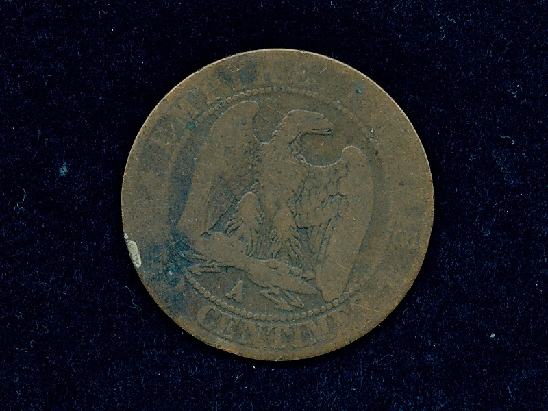 Franskt mynt. 2 Centimes, 1856. 