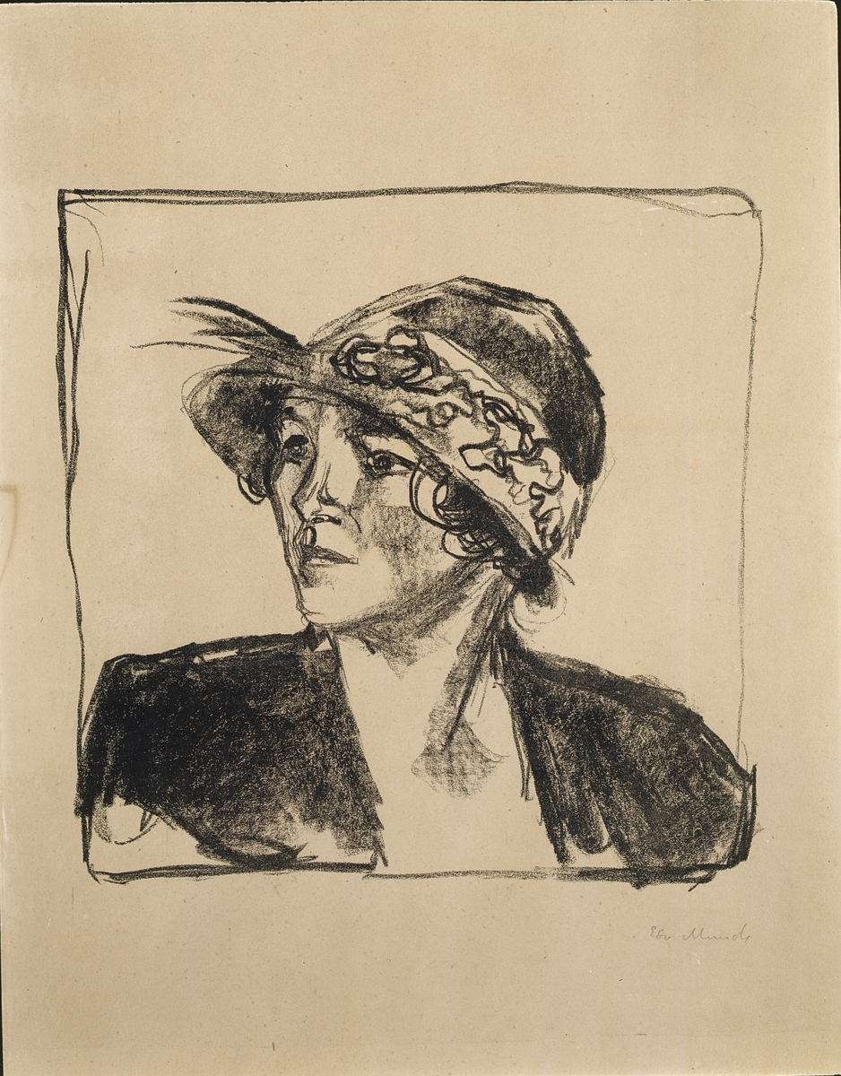 Ung dame med hatt [Grafikk]