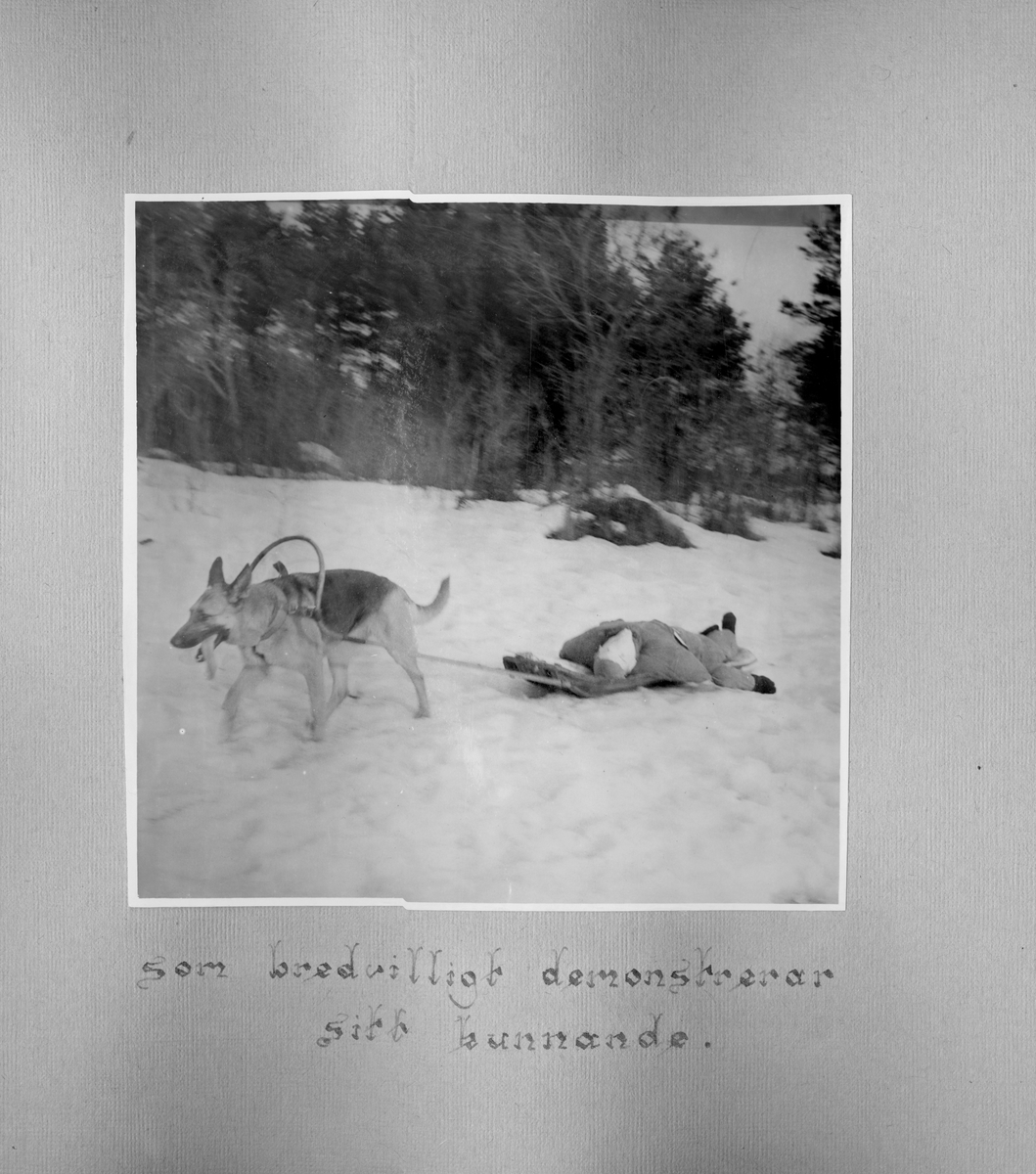 Fotoalbum F 11 sjukvårdsskola.
"Sjukvårdsskolan 15/1-15/3 1945"

47 bilder med motiv från militär sjukvårdsutbildning vid F 11 Södermanlands flygflottilj. Gruppfoton av kursdeltagare, övningar i fält, brandövning, lektioner i skolsal, sjukvårdsmateriel.